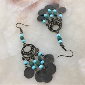 Gypsy boho beaded chandelier earrings